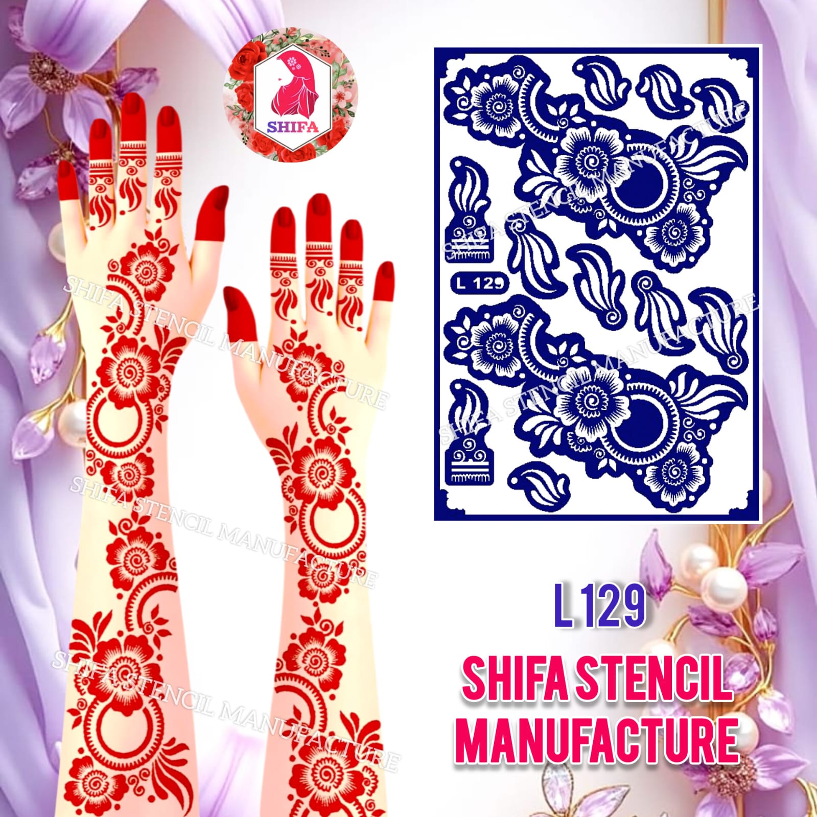 L 129 The Bold Bloom - Sticker Overview - Shifa Stencil Manufacturer